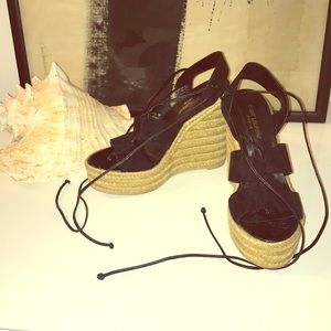 Saint Laurent black espadrille size 40 heel 5”